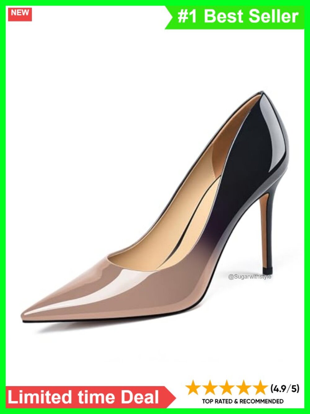 Gradient Patent Leather Stiletto Heel Pumps Pointed Toe Formal Dress Wedding